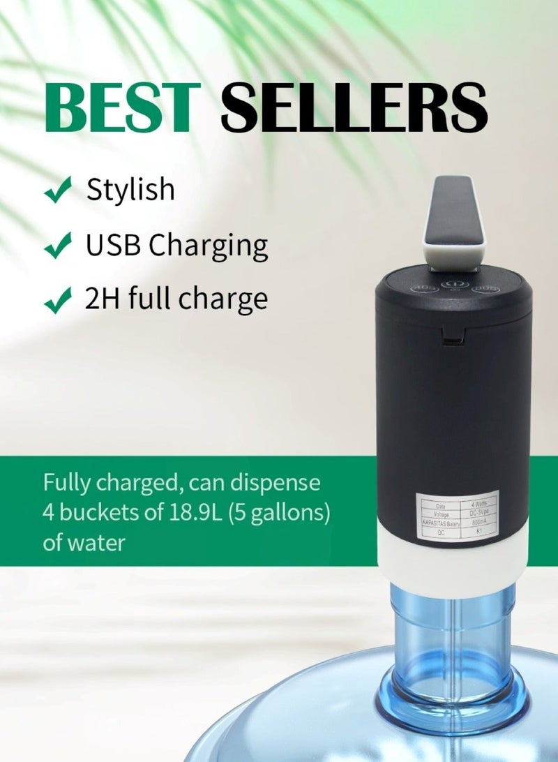 Huitich Portable Folding Pump Electric Water Dispenser Rechargeable USB Charging Assorted Black - Image 2